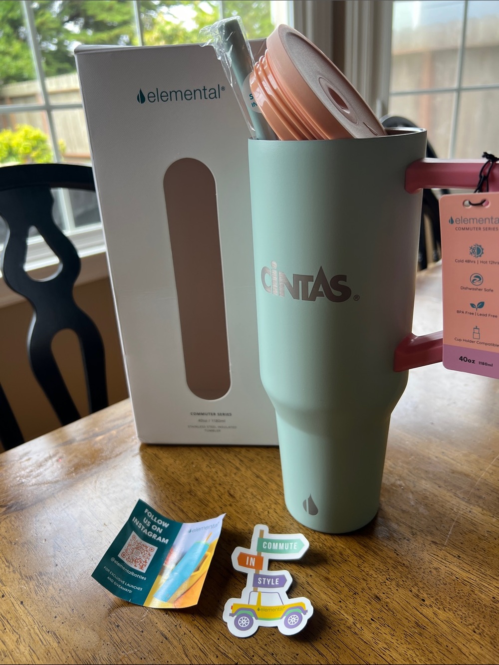 Elemental Mint Green Stainless Steel Insulated 40oz Tumbler